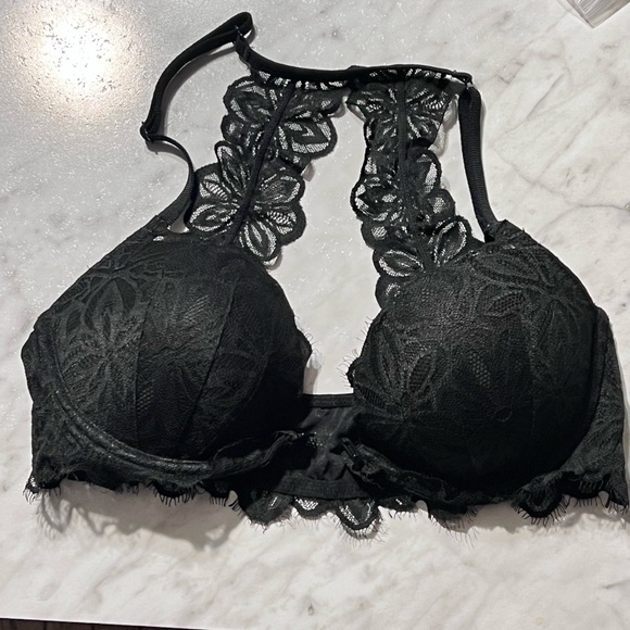 Victoria’s Secret PINK Lace Front Close Push Up Bra 34C Black Like New - Picture 7 of 10
